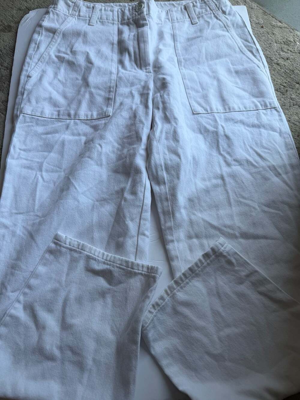 Eileen Fisher White Organic Cotton Canvas Utility Pants